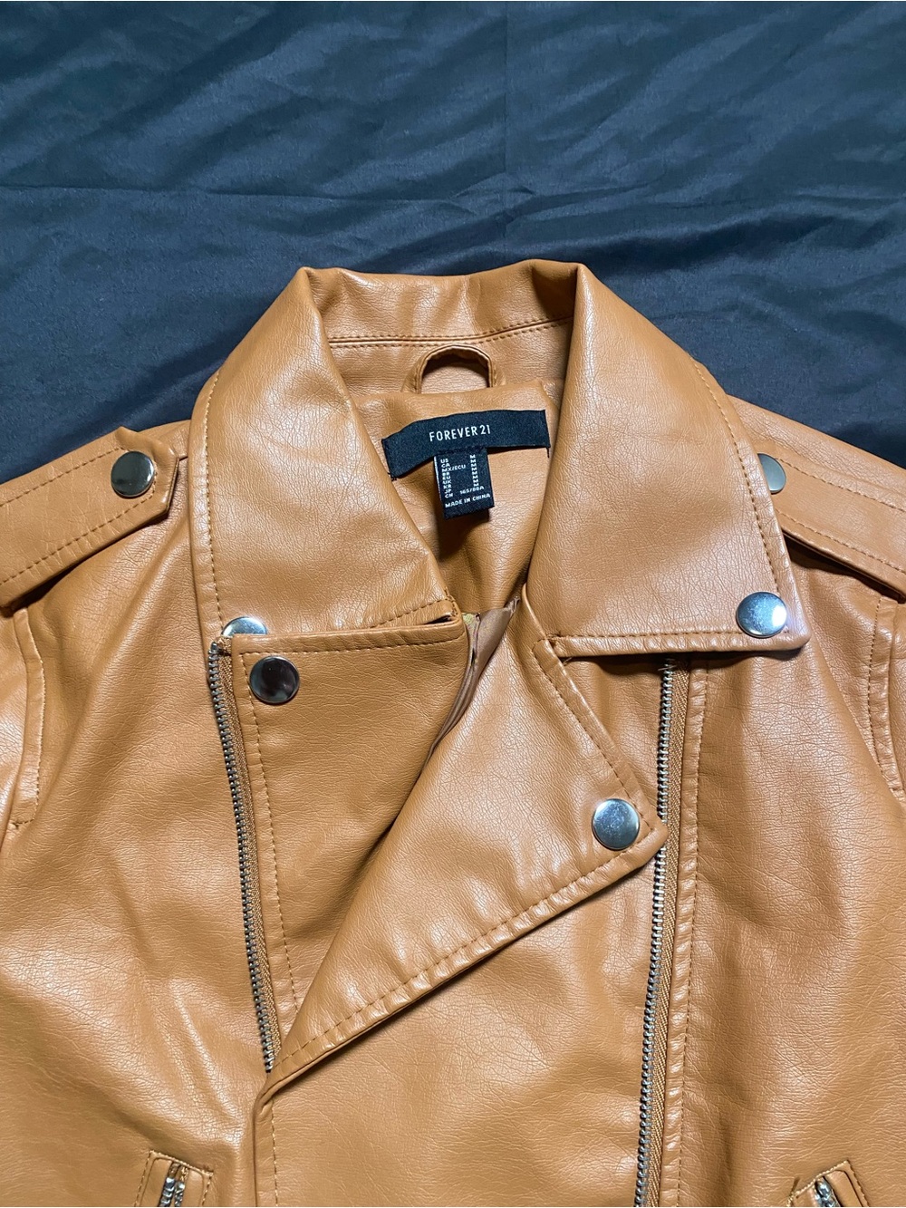 Forever 21 Cognac Faux Leather Moto Jacket - Picture 6 of 6